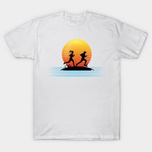 Sunset woman-man running T-Shirt